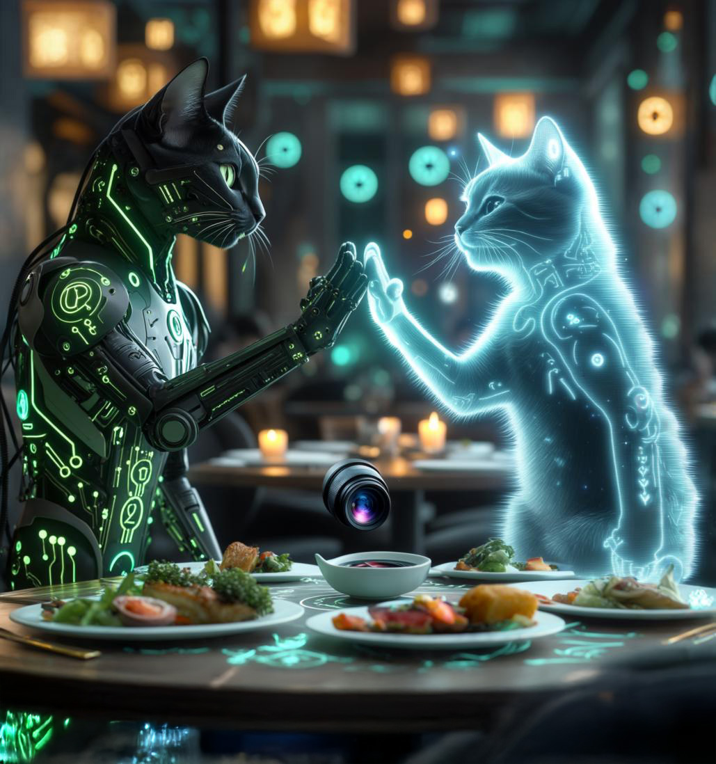 cyberkat en hologramkat